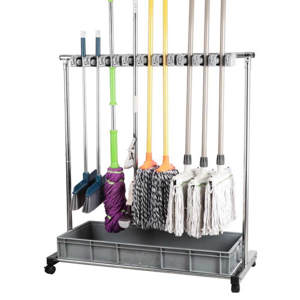 마대 거치대 청소도구 걸이 스텐 수납 정리용 공구 양면 10걸이 12후크 회색 - 상품 이미지