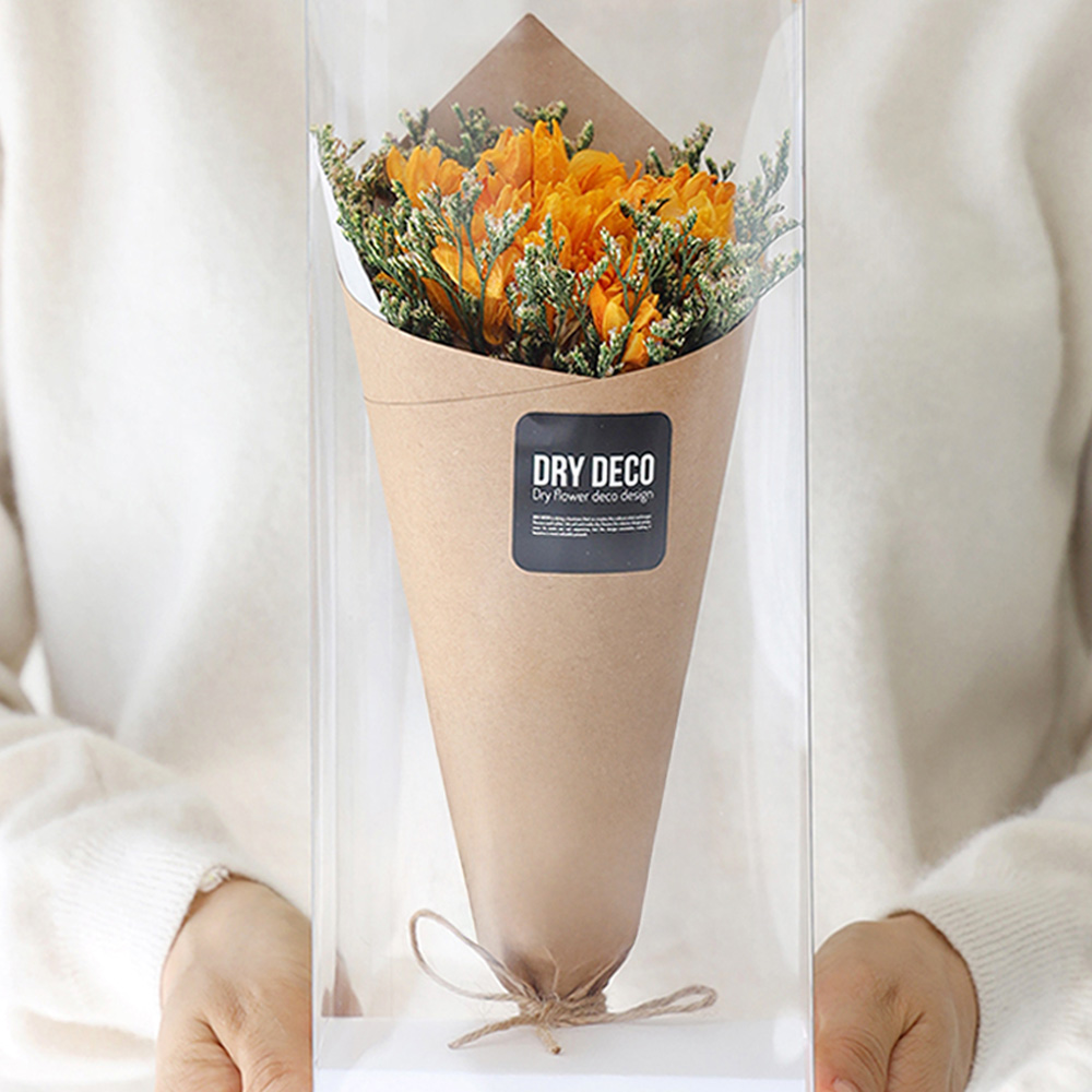 프리지아 드라이플라워 프리저브드 꽃다발 미디엄 새출발 응원 축하선물 - 상품 이미지