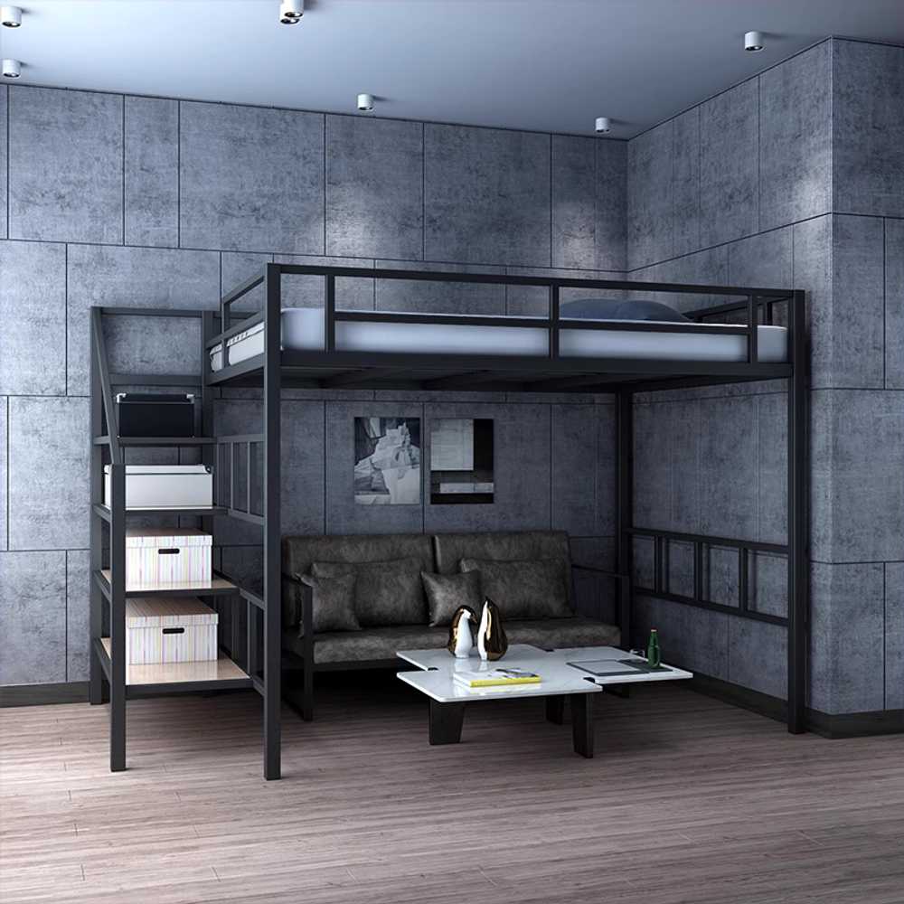 벙커 침대 수납형 공간활용 좋은 철제 프레임 구조 1200x2000 높이1.75m 1.4m - 상세 이미지 3