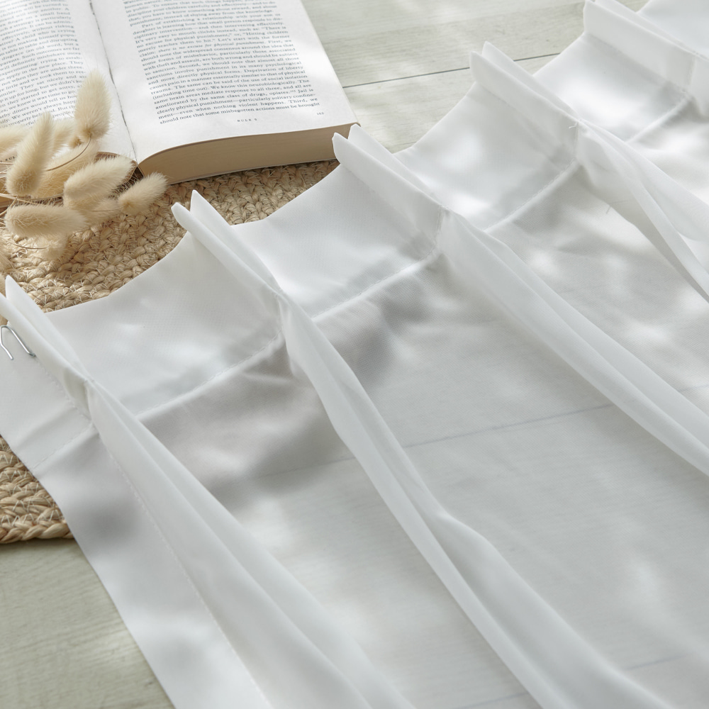 맞춤제작 무소음 레일 전동 커튼 풀패키지 나비주름 쉬폰 카페 커튼