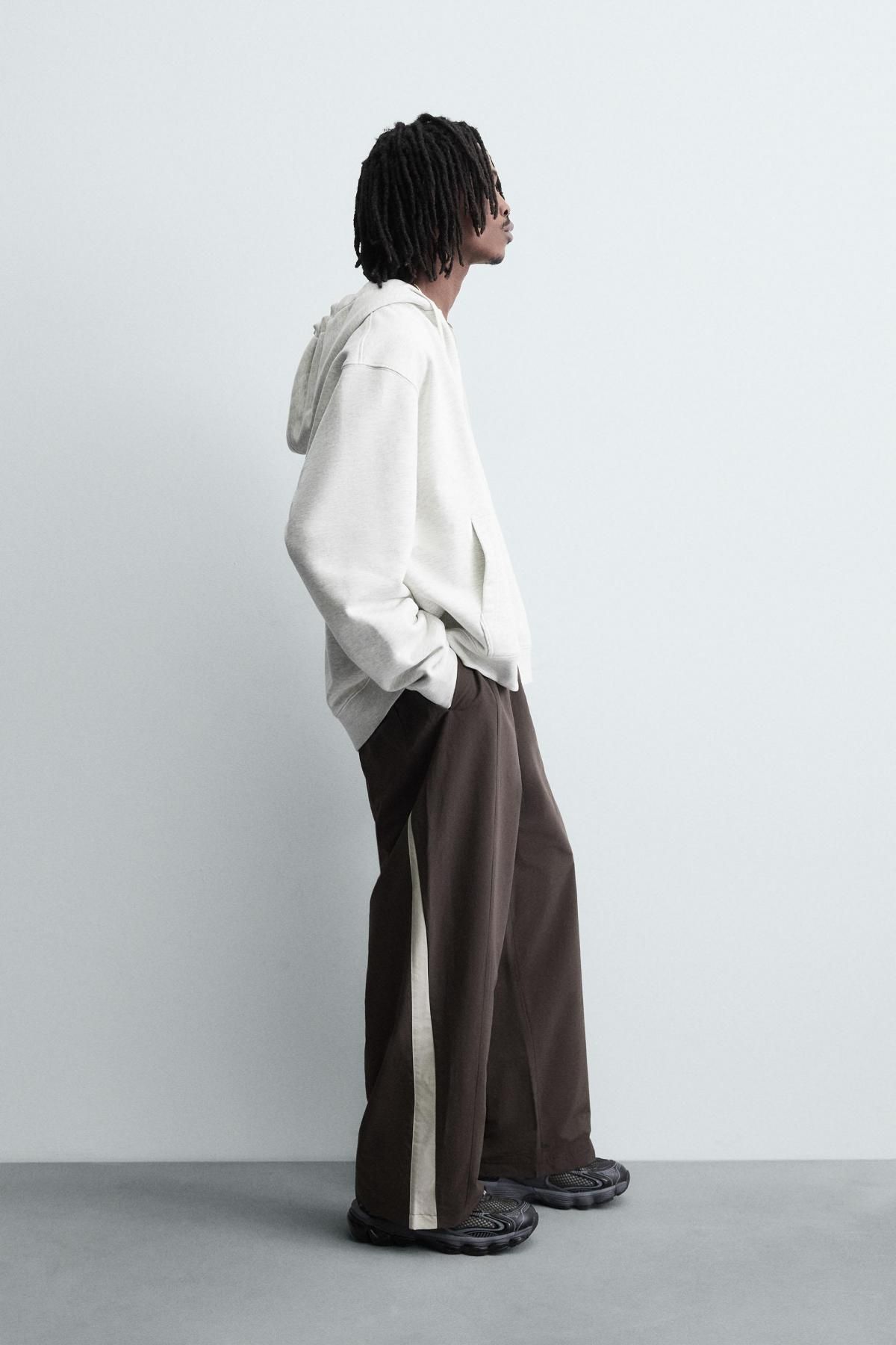 자라 테크니컬 와이드 테이핑 팬츠 3918/326 BROWN - 상세 이미지 4