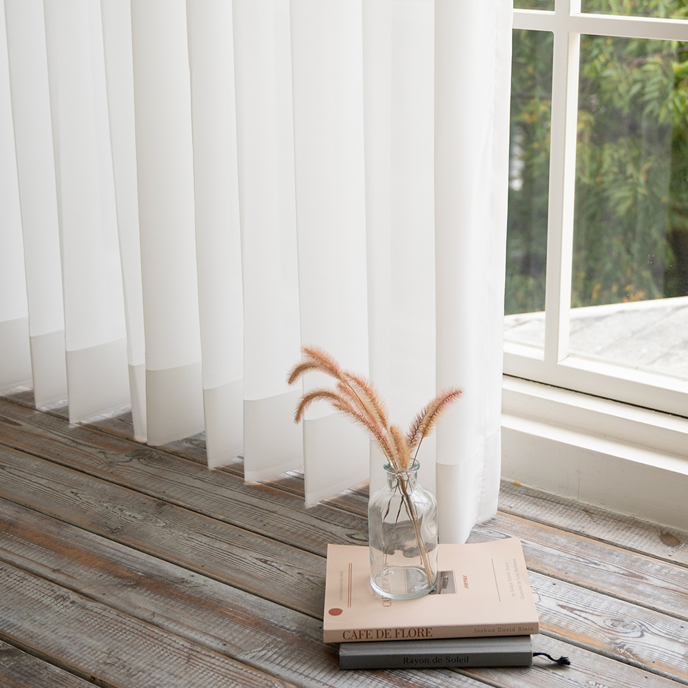 아라크네 차르르 쉬폰 속커튼 거실 안방 나비주름 형상기억 화이트 니오 50x170