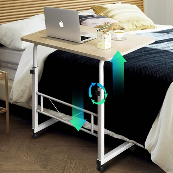간편 이동식 사이드 테이블 노트북 높이 조절 테이블 바퀴 침대