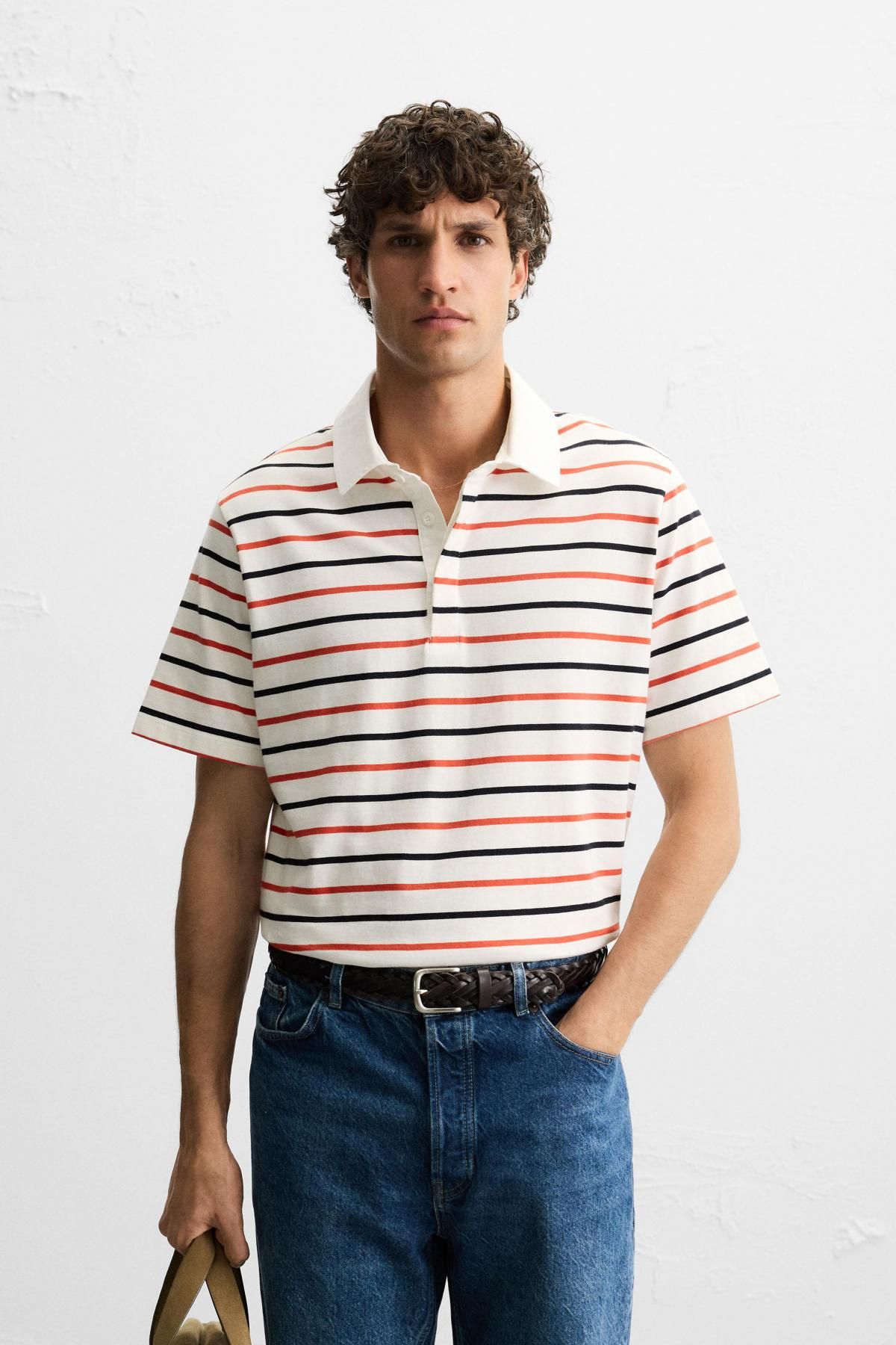 자라 스트라이프 레귤러핏 반팔 테크니컬 폴로셔츠 0722/324 STRIPED - 상세 이미지 3