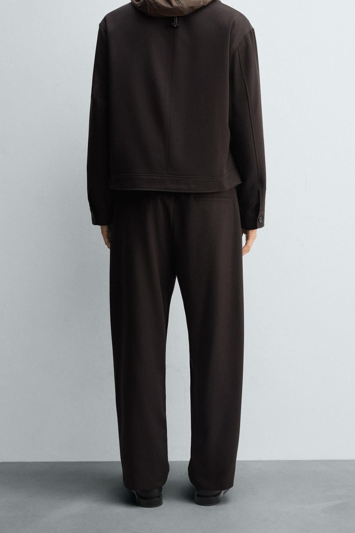 자라 조거 웨이스트 테크니컬 레귤러핏 슬랙스 팬츠 6861/955 BROWN - 상세 이미지 3