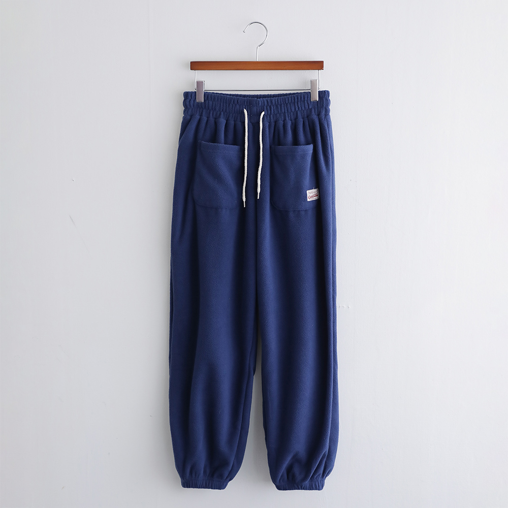 [오픈할인/정상가14900] 플리스 라벨 포켓 스트링 데일리 허리밴딩 원마일웨어 팬츠 - 상세 이미지 4