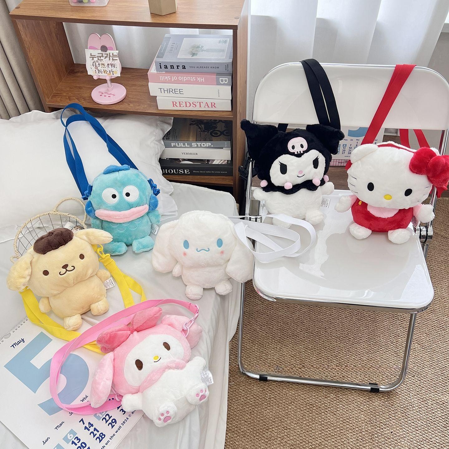 산리오 메신저 가방 봉제 인형 숄더백 어깨 휴대폰 소품 쿠로미 키티 한교동 시나모롤 포차코 - 상품 이미지