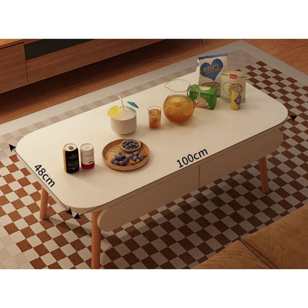 거실 테이블 수납 간이 서랍 사이드 가정용 좌탁 좌식 화이트 100x48cm - 상세 이미지 2