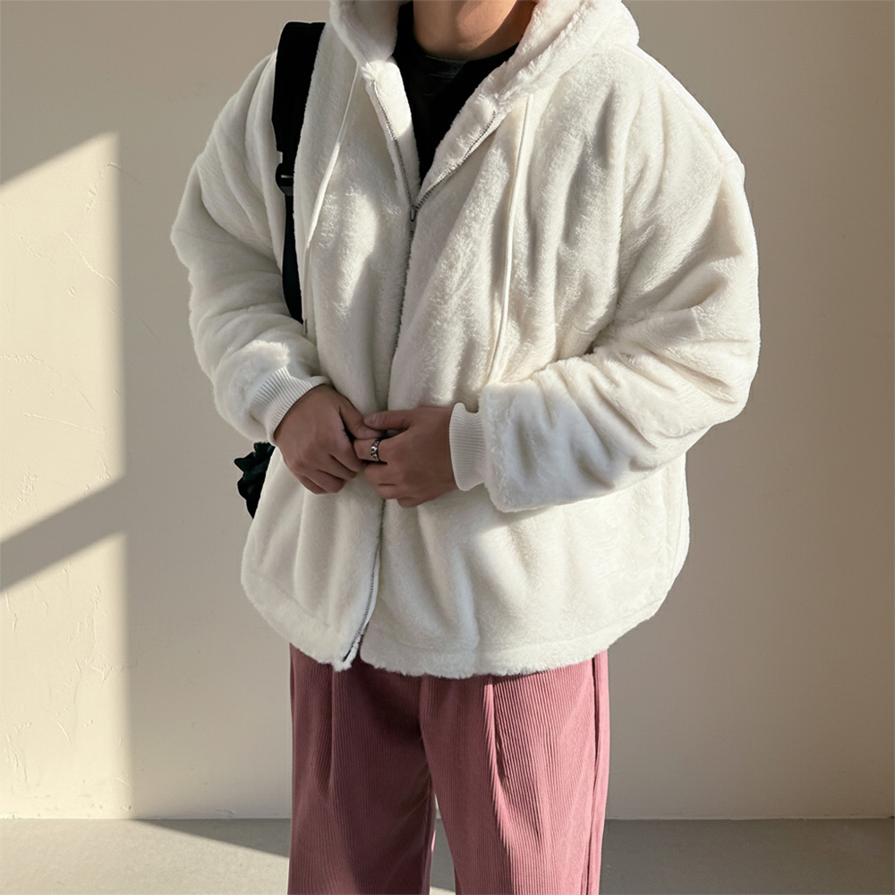 밍크후리스 양털후리스 양털후드집업 1 - 상품 이미지