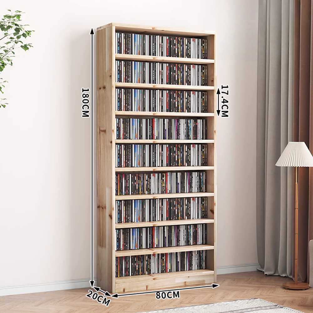 슬림 DVD 선반 다층 수납 거실용 인테리어 정리장 원목 + 180x60x20cm(7단) - 상세 이미지 3