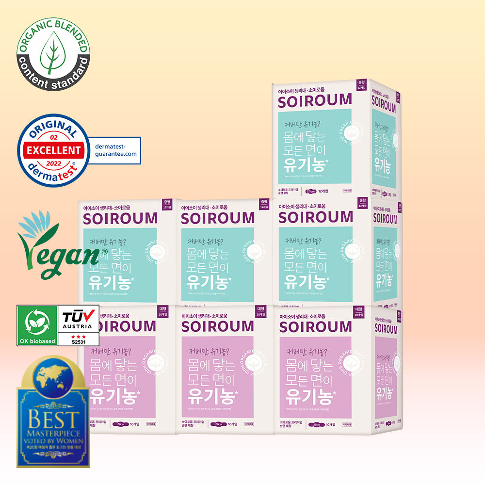 [7팩]소이로움 프리미엄 순면 생리대 7팩(중형/대형) - 상품 이미지