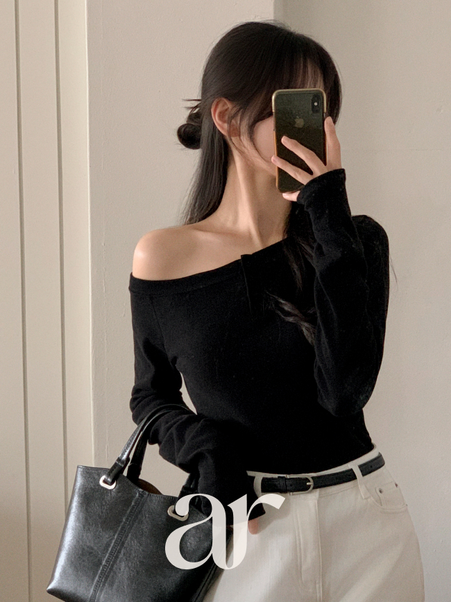 언발 원숄더 헨리넥 긴팔 티셔츠 ts4765 - 상세 이미지 4