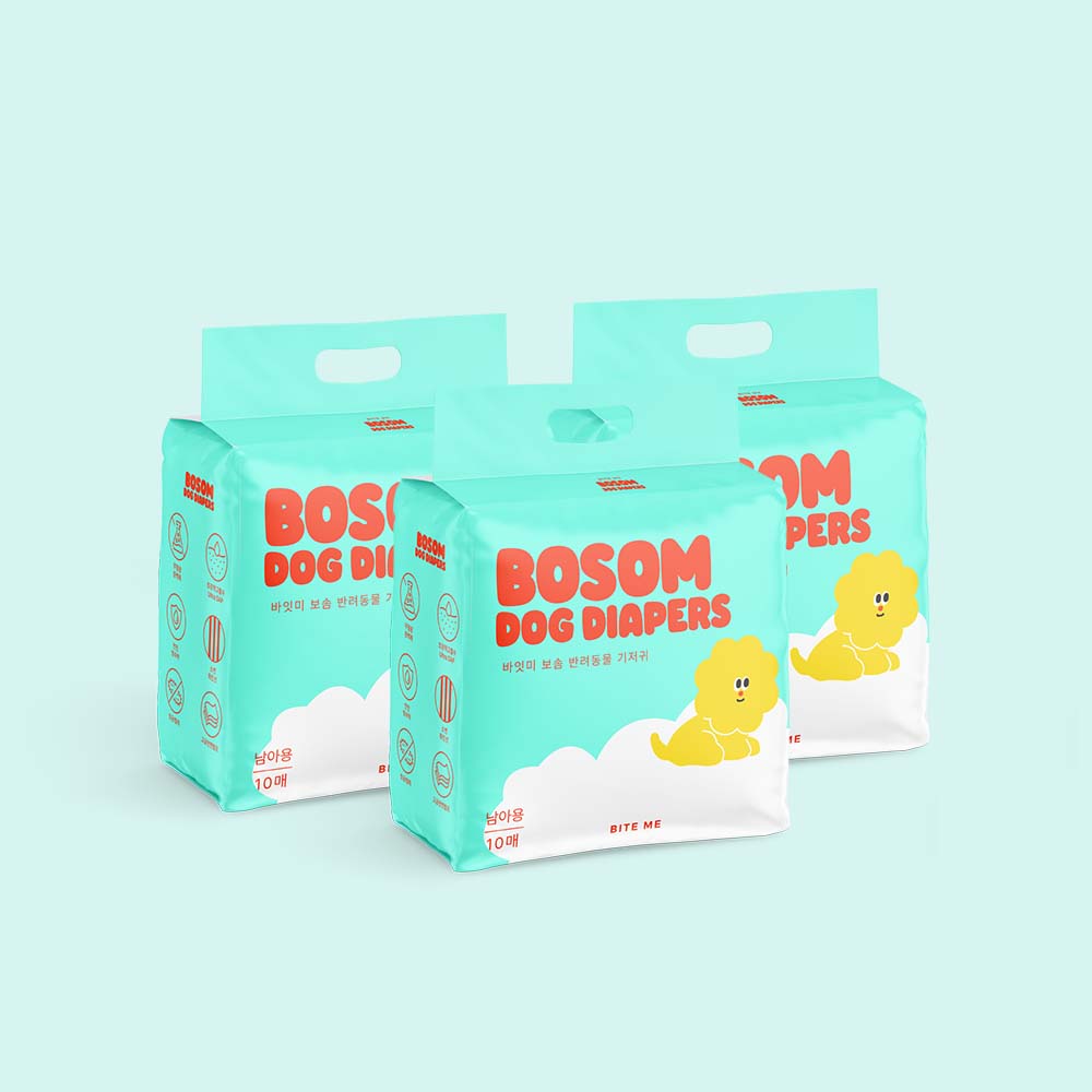 [3팩 SET] 바잇미 보솜 반려동물 기저귀 남아용/여아용 (10매입) - 3팩 세트