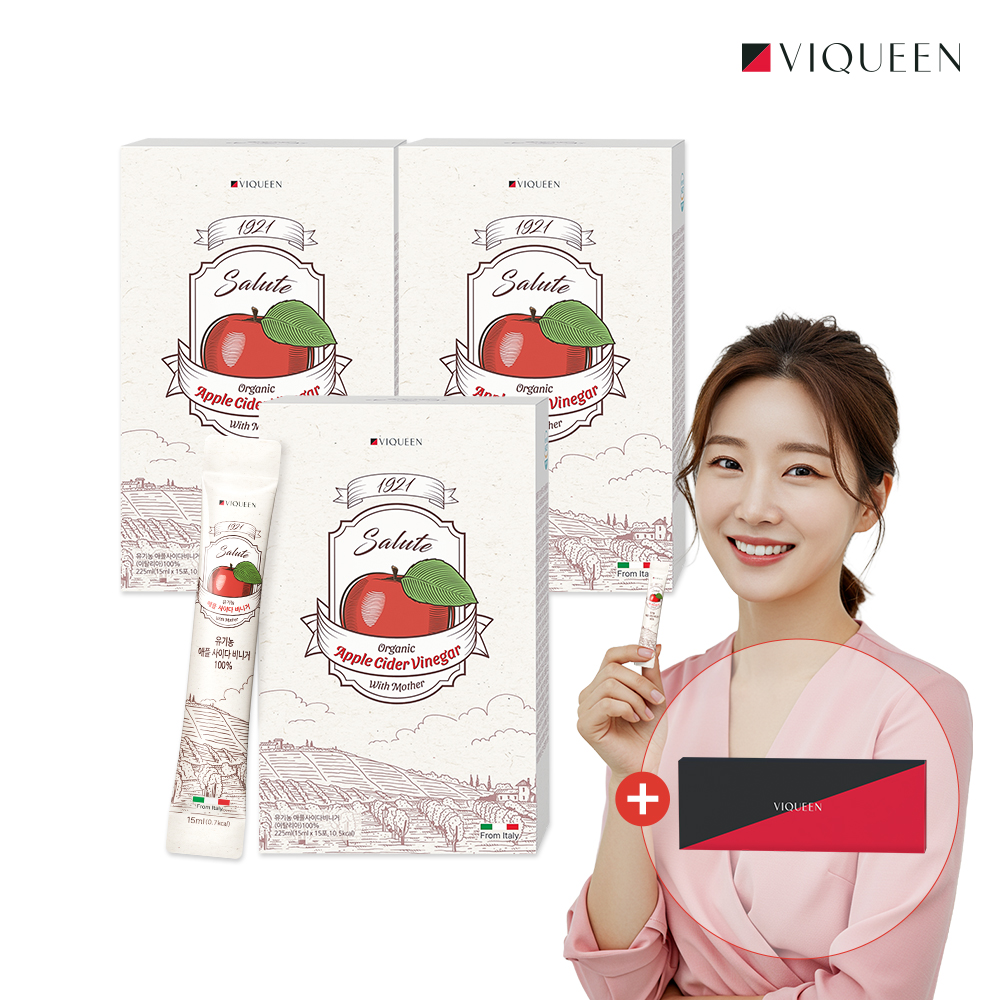 바이퀸 1921살루트 유기농 애플사이다비니거 애사비 1박스 x15포 225ml, 3개 - 메인 이미지