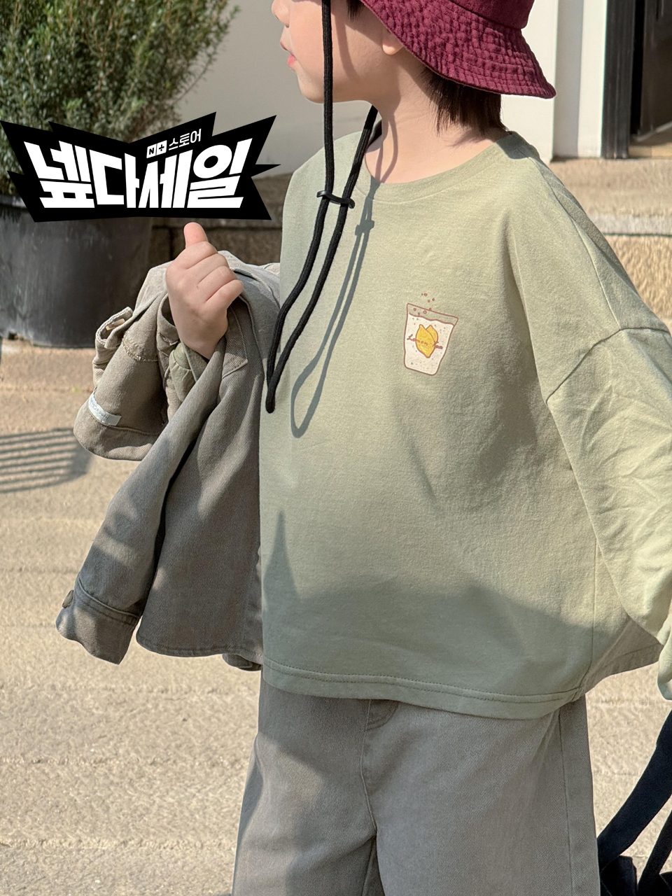 Irene's Closet 팝아트 앞뒤 언발란스 긴팔 티셔츠 유아 주니어 봄 간절기 - 상품 이미지