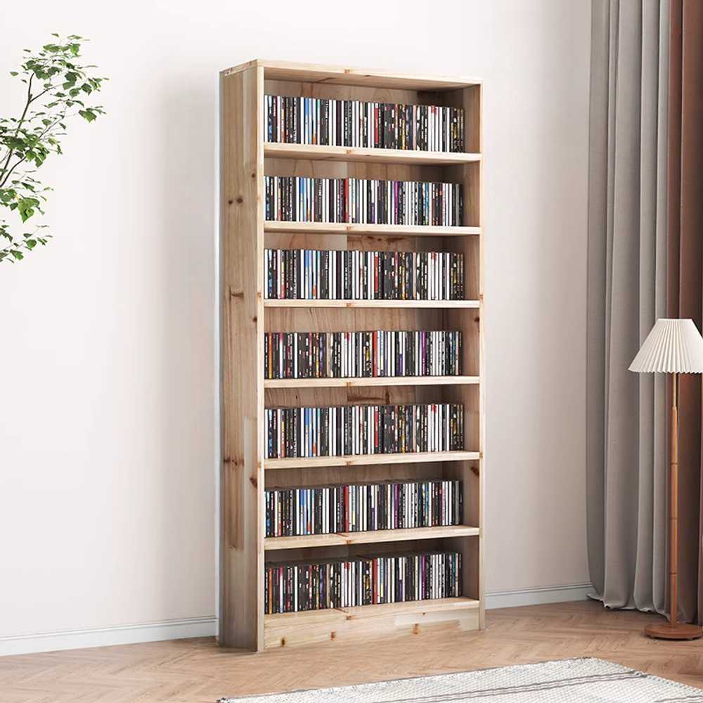 슬림 DVD 선반 다층 수납 거실용 인테리어 정리장 원목 + 180x60x20cm(7단) - 상품 이미지