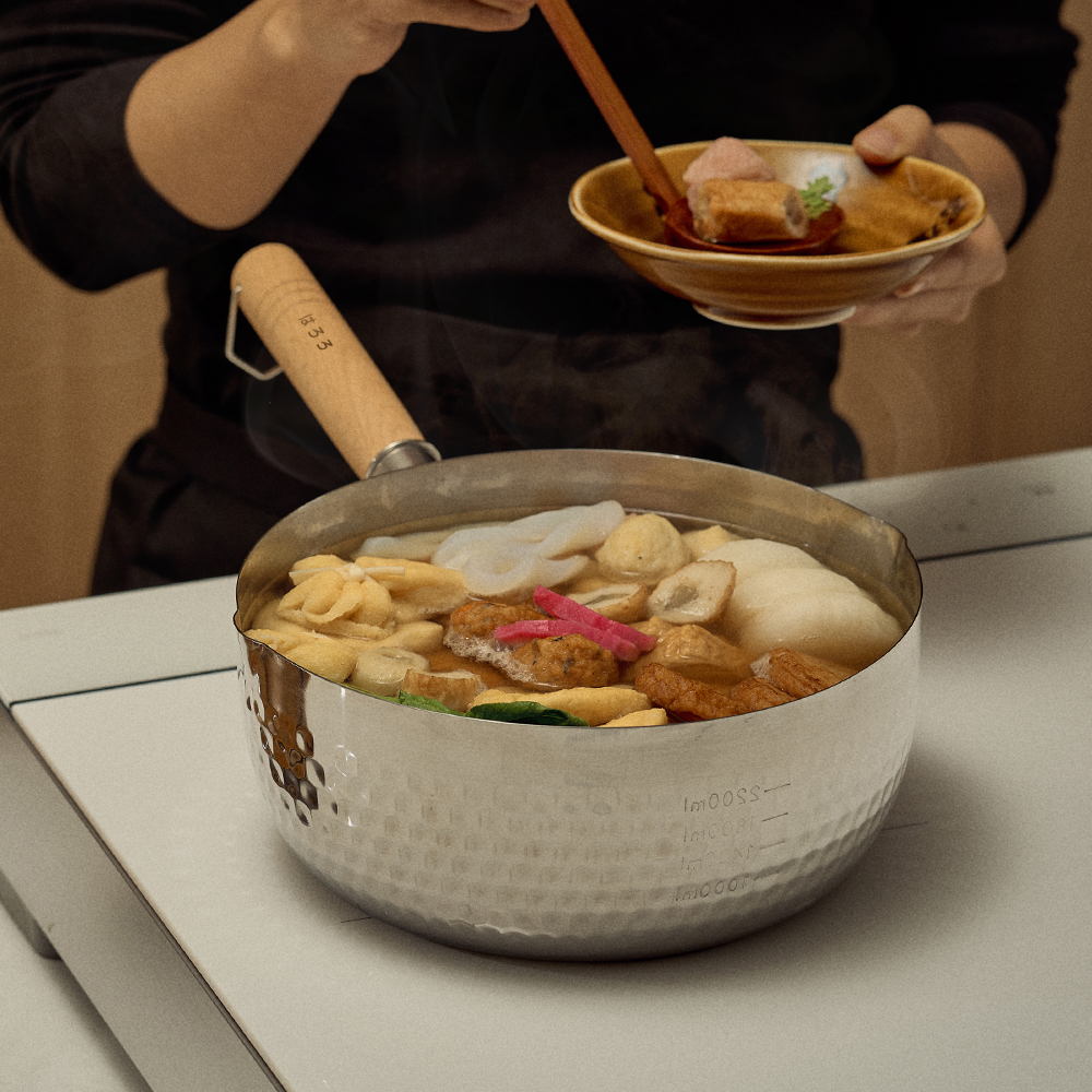 하로로 IH 스텐 타케루 해머톤 나베 편수냄비 22cm 물코 눈금 - 상품 이미지