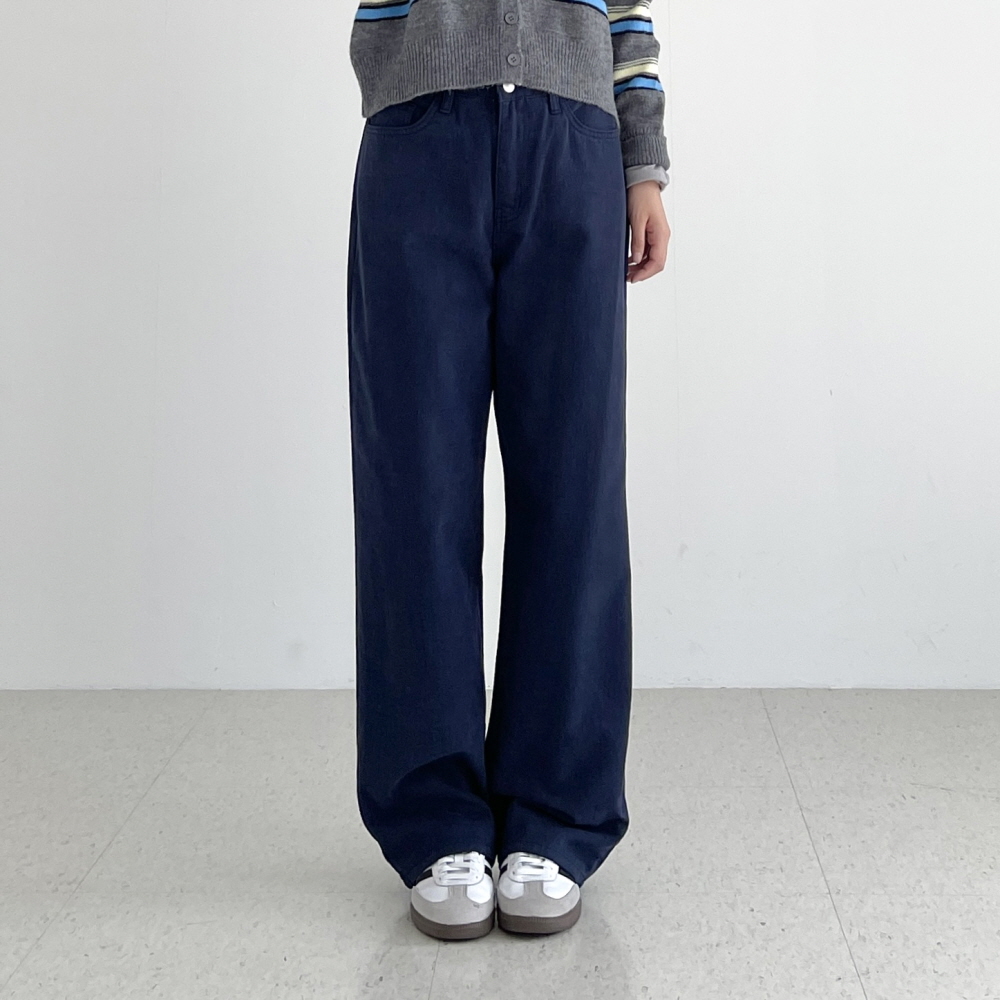 기모바지 여성 가을 겨울 도톰한 면 코튼 하이웨스트 스트레이트 일자 크림색 블랙 피치온팬츠 - 상세 이미지 5