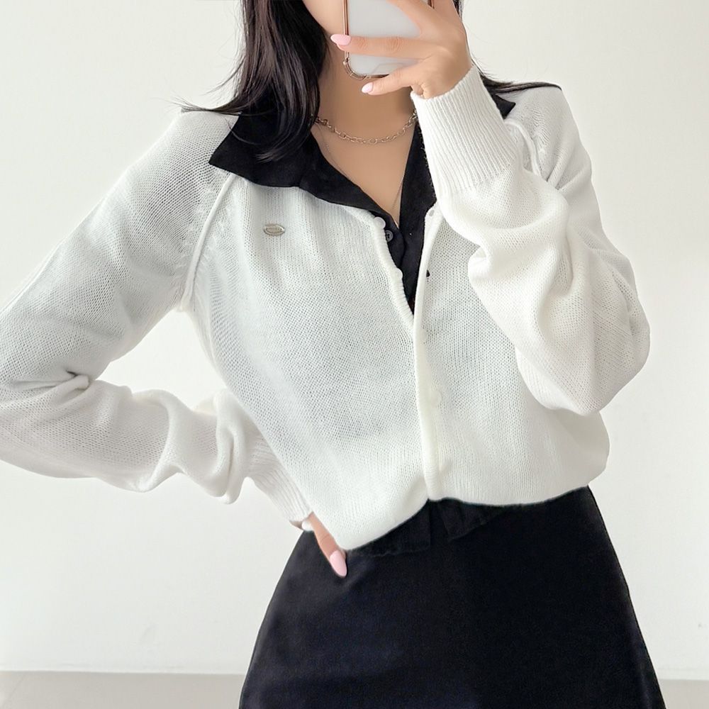 베니술 니트가디건 브이넥 단추 팬던트 AA0832 - 상세 이미지 5