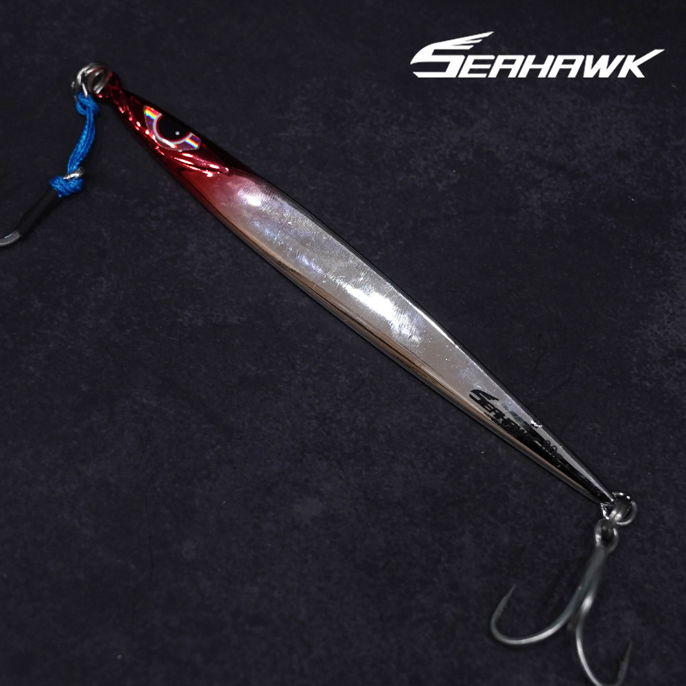 씨호크 캐스팅 메탈 지그 S329H 대삼치 쇼어지깅 부시리 방어 레드헤드/크롬V, 80g - 상품 이미지
