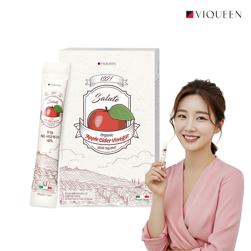 바이퀸 1921살루트 유기농 애플사이다비니거 애사비 1박스 x15포 225ml, 1개 - 메인 이미지