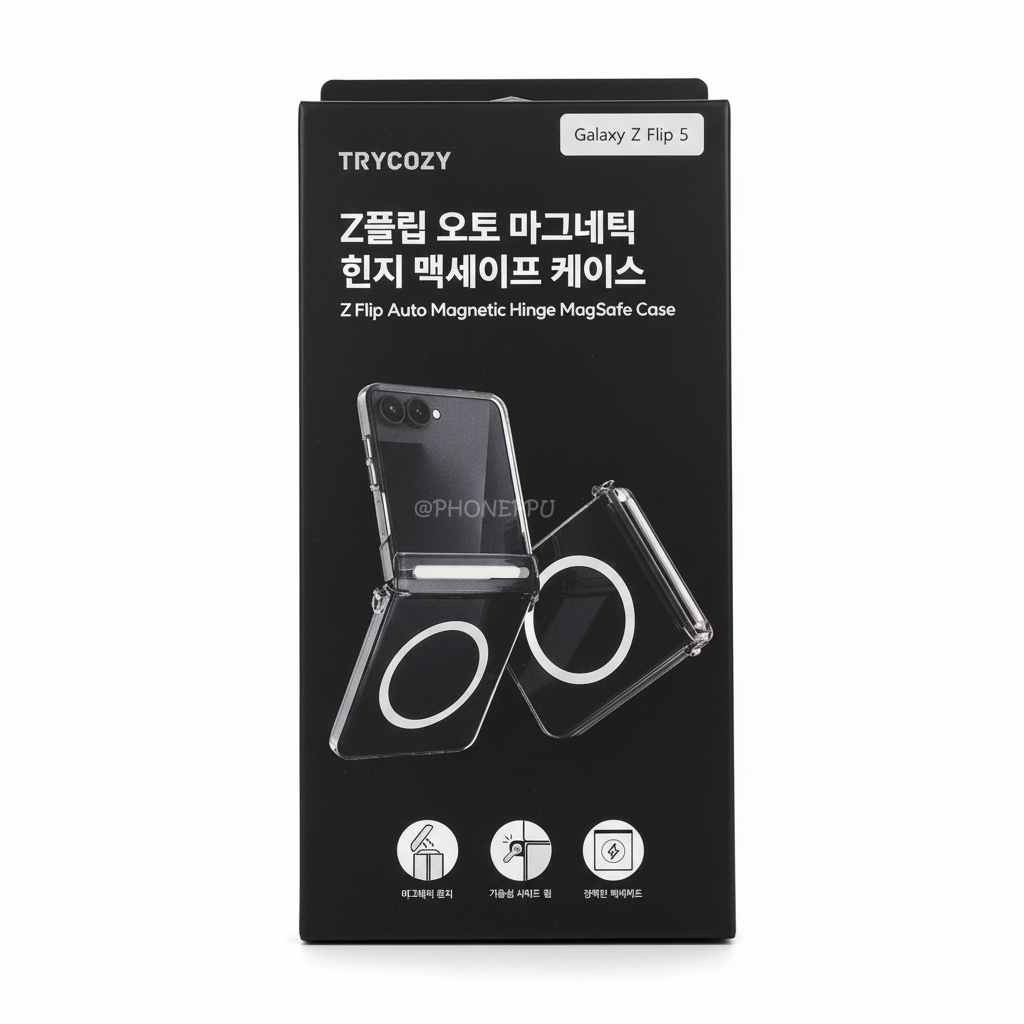 [TC] 오토 마그네틱 힌지 맥세이프 클리어 하드 케이스 투명, 갤럭시Z플립7 FE F761 - 상품 이미지