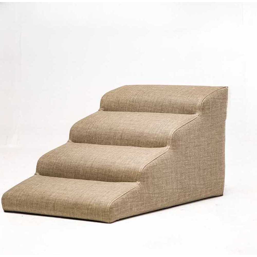 강아지 계단 연결형 미끄럼방지 쿠션 소파 침대용 라이트브라운 4단 + 40x72x40cm - 상품 이미지