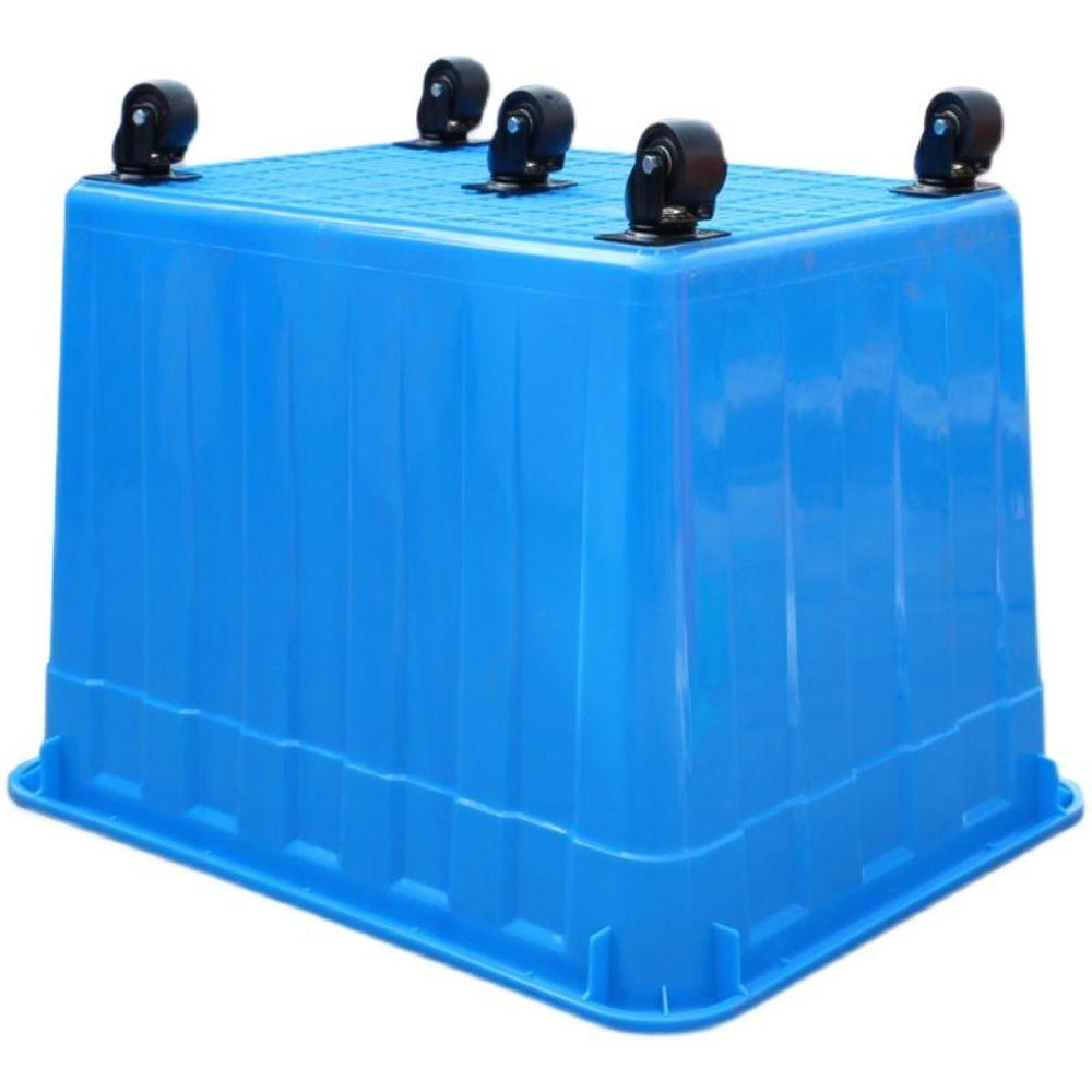 김장 배추 이동식 트롤리 대용량 사각형 박스 용기 플라스틱 PE 90L 670x450x355mm 뚜껑O 저소음 바퀴 케이스 - 상품 이미지