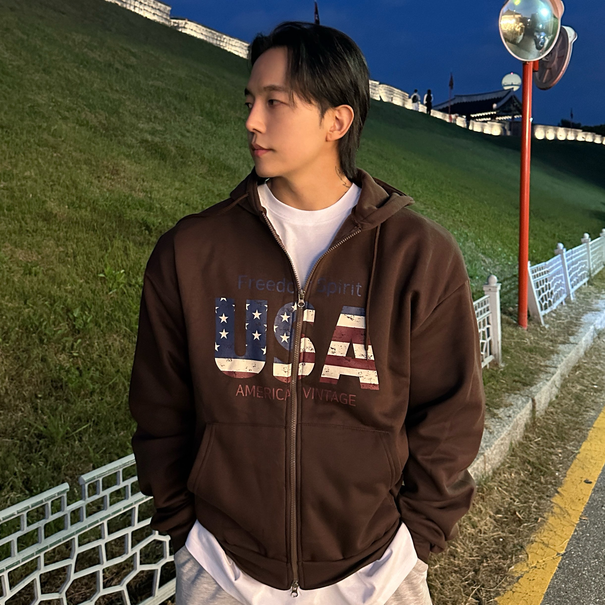 성조기 후드집업 USA 기모후드집업 - 상세 이미지 2