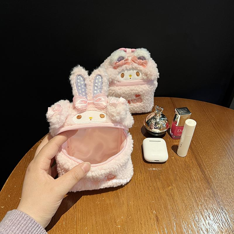 마이멜로디 동전 지갑 소형 가방 파우치 화장품 이어폰 휴대용 걸이 소품 보관 수납 - 상세 이미지 4