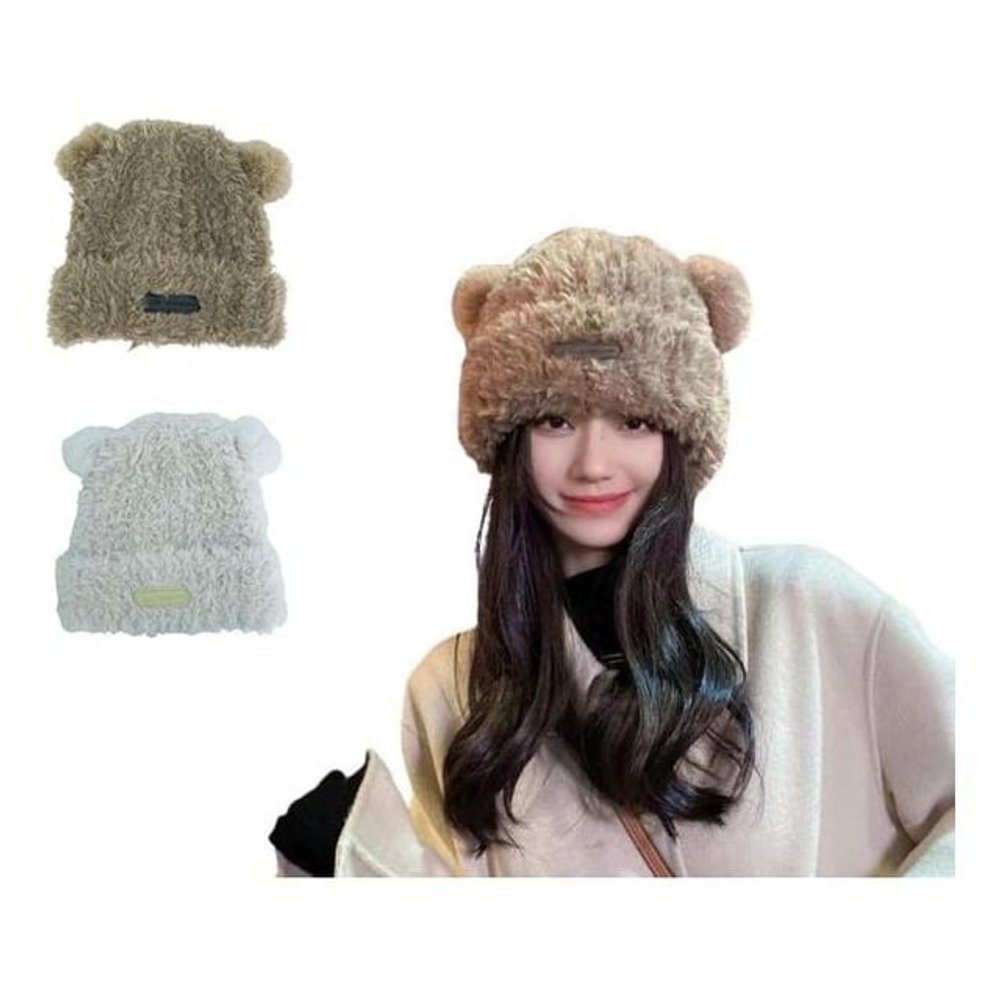 겨울 곰돌이모자 귀여운 뽀글이 방한모 털모자 - 상품 이미지