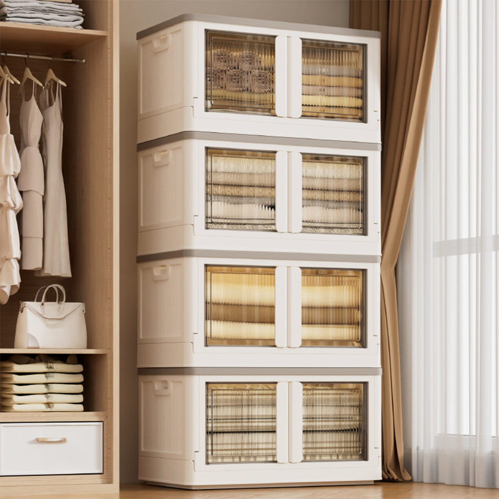 양문형 적층 리빙박스 팬트리 플라스틱 옷정리함 소형 옷장 수납 정리함
