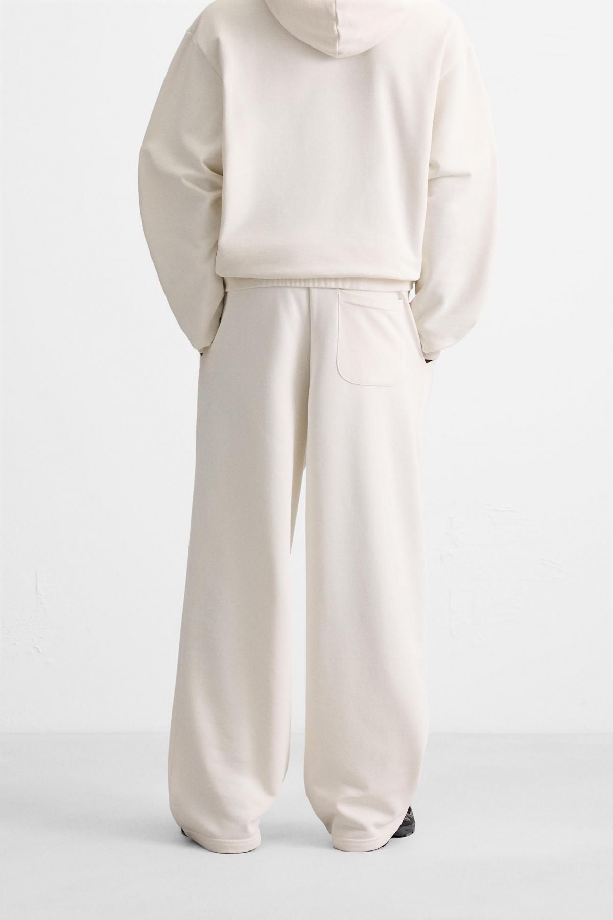 자라 코튼 오버핏 와이드 조거 팬츠 0761/440 OYSTER-WHITE - 상세 이미지 3