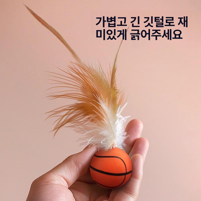 고양이 탄력공 깃털 장난감 운동 놀이 탄성 캣타워 터널 놀이용 농구+축구+야구공 - 상세 이미지 5