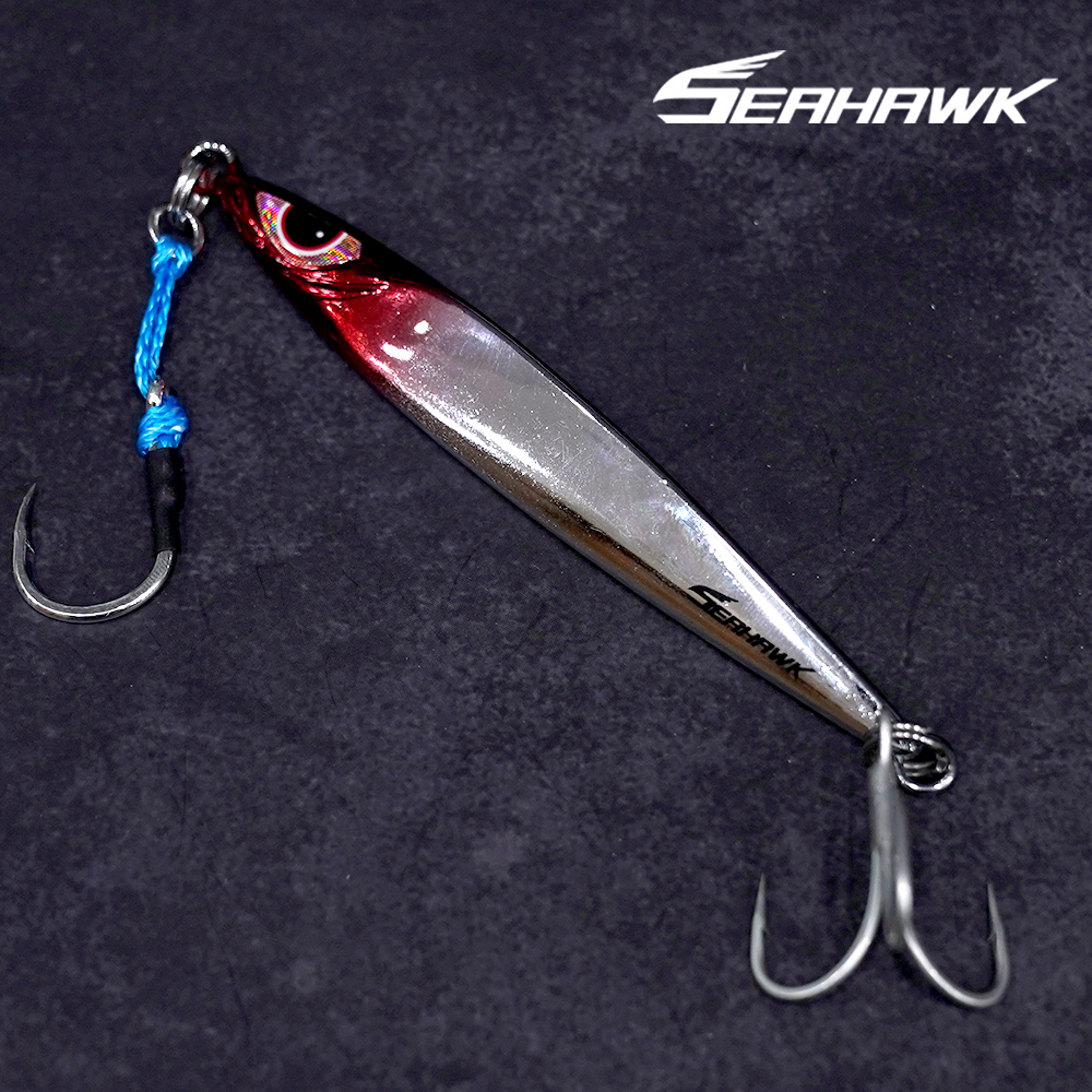 씨호크 캐스팅 메탈 지그 S333H 대삼치 쇼어지깅 부시리 방어 레드헤드/크롬W, 80g - 상품 이미지