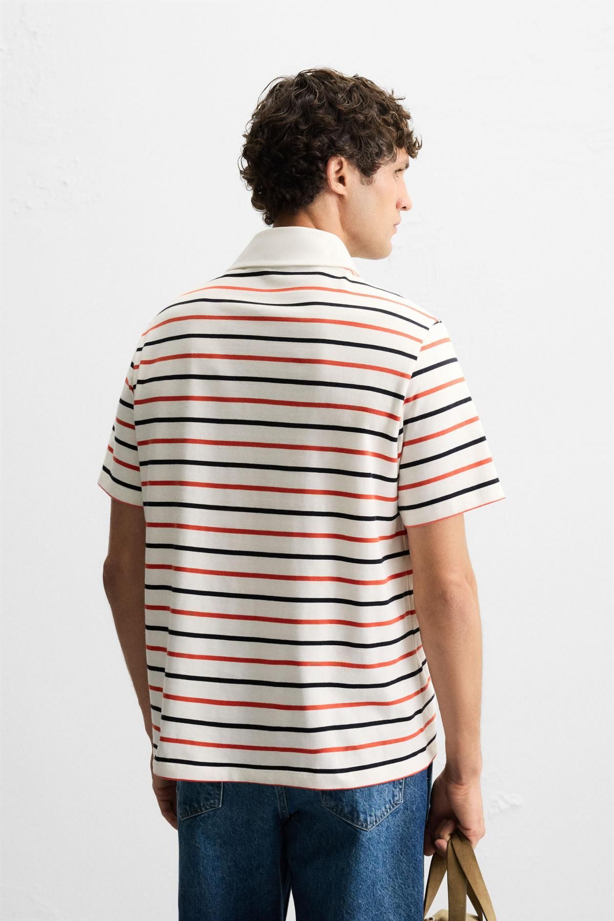 자라 스트라이프 레귤러핏 반팔 테크니컬 폴로셔츠 0722/324 STRIPED - 상세 이미지 4