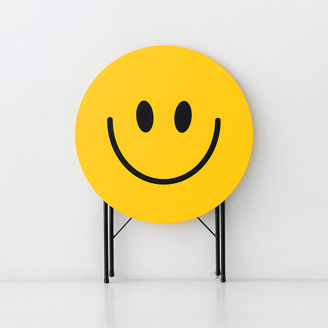 HOMATO 접이식테이블 라운드 D80 옐로우스마일 1548.0934