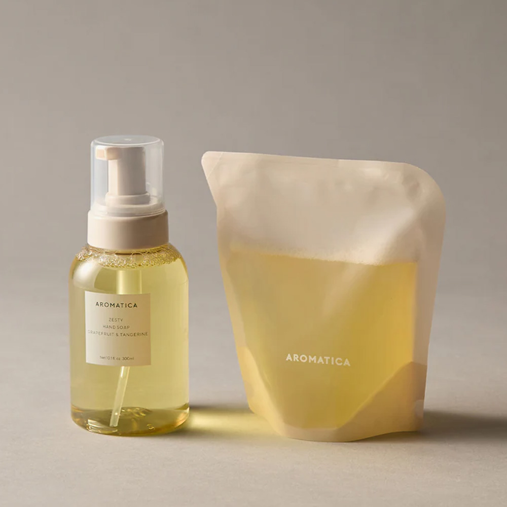 아로마티카 제스티 핸드솝 그레이프프룻 & 탠저린 본품 & 리필 세트 (300ML + 300ML) 제품 이미지