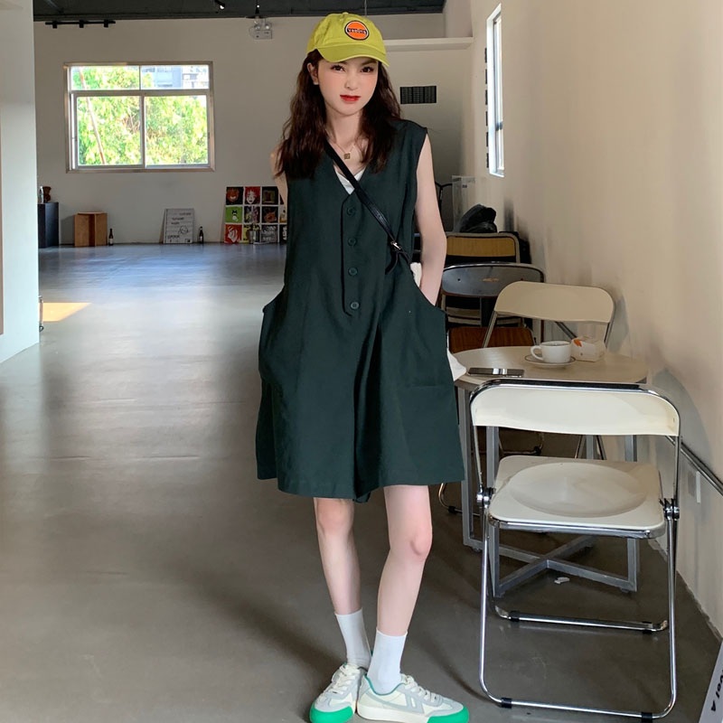 오버핏 팬츠 점프슈트 나시 반바지 데님 작업복 여름 멜빵바지 롱 덤블퍼 긴팔 올 남자 - 상세 이미지 4