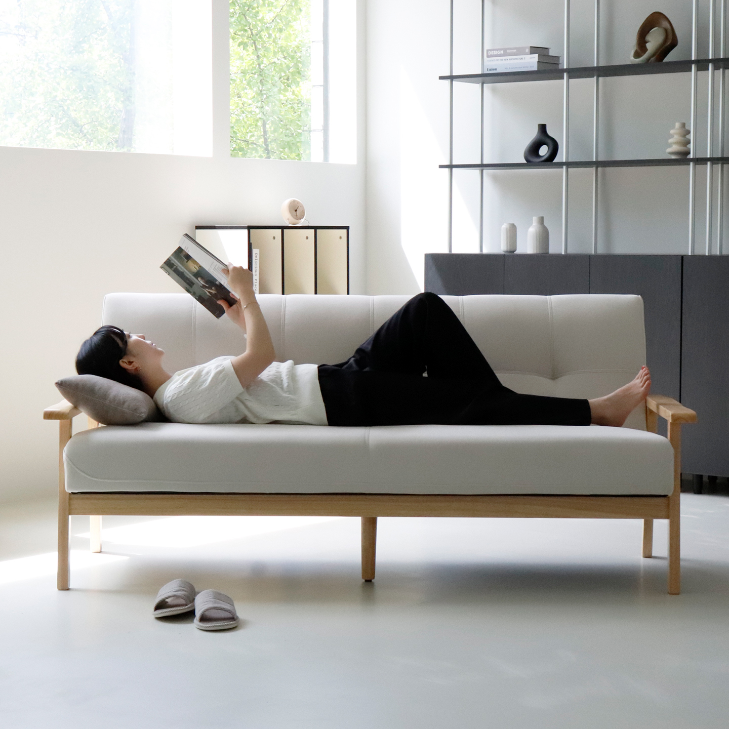 비알프렌드 덴버 원목쇼파 생활방수 조야 1인 패브릭소파