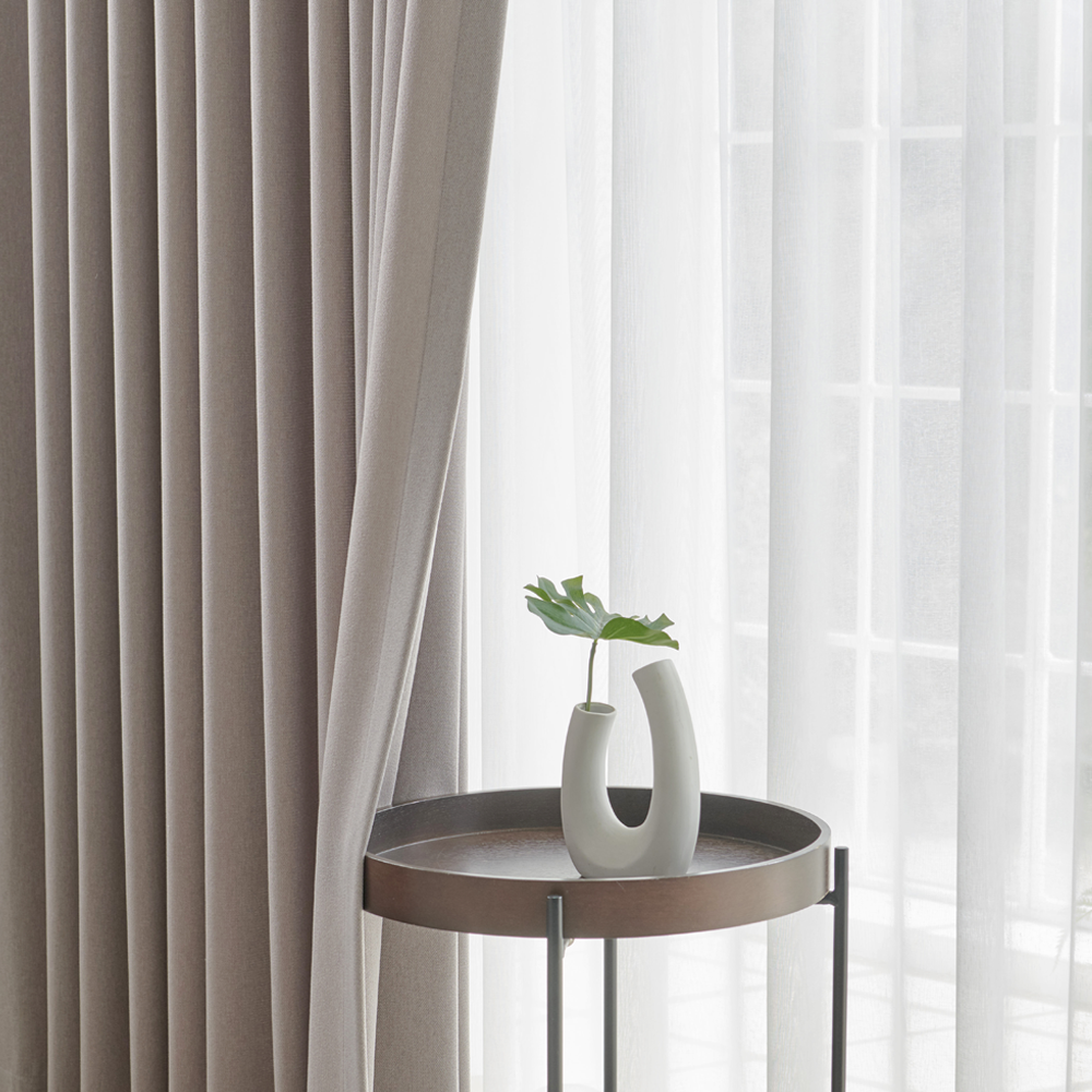 맞춤제작 무소음 레일 전동 커튼 풀 패키지 나비주름 무지 암막 커튼