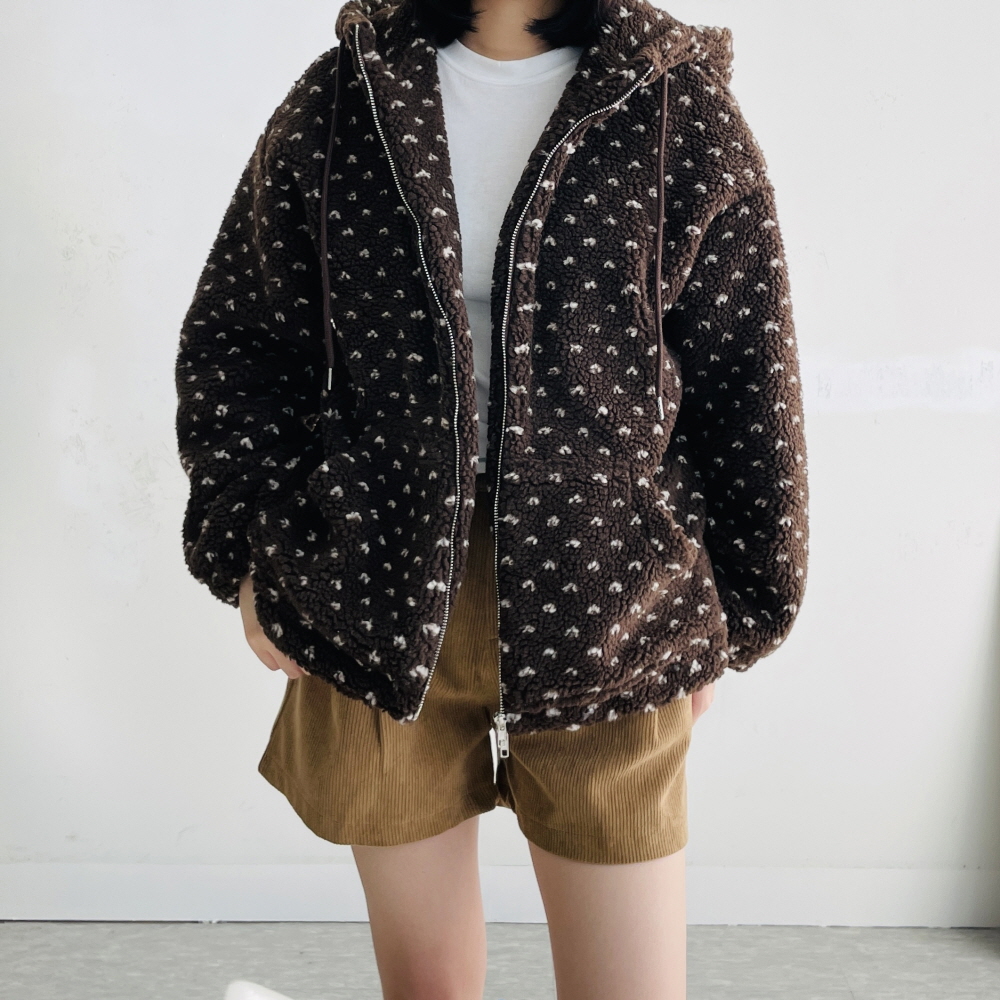 뽀글이점퍼 양털패딩 퀼팅 누빔패딩 누빔 후리스 후드 점퍼 - 상품 이미지