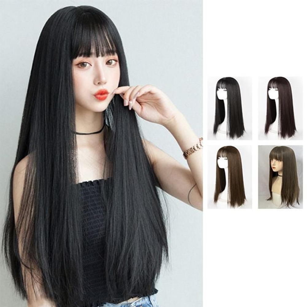 자연스러운 생머리 통가발 여성 긴머리가발 - 메인 이미지