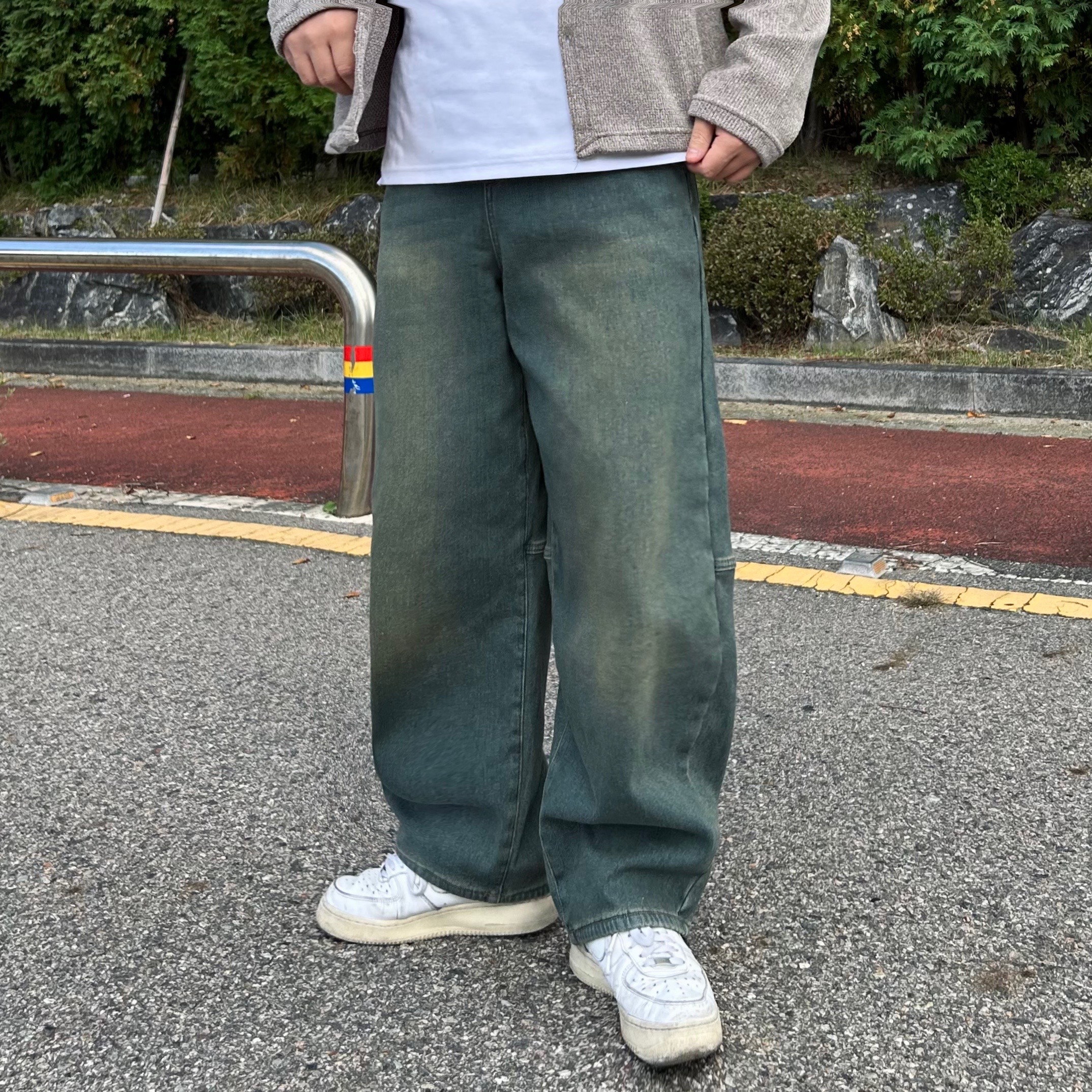 남성기모청바지 남자밴딩청바지 남성세미와이드데님 - 상세 이미지 4