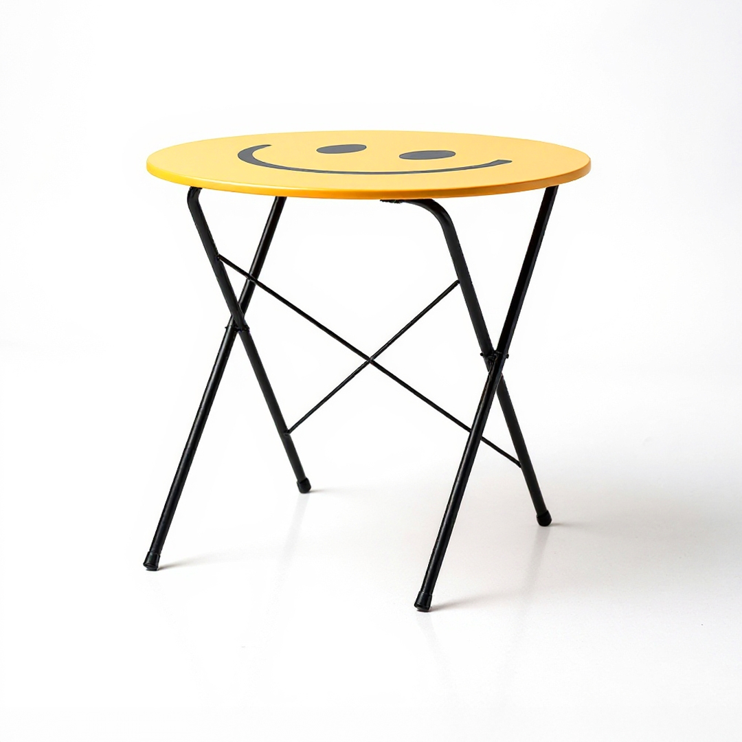 HOMATO 접이식테이블 라운드 D80 옐로우스마일 1548.0934