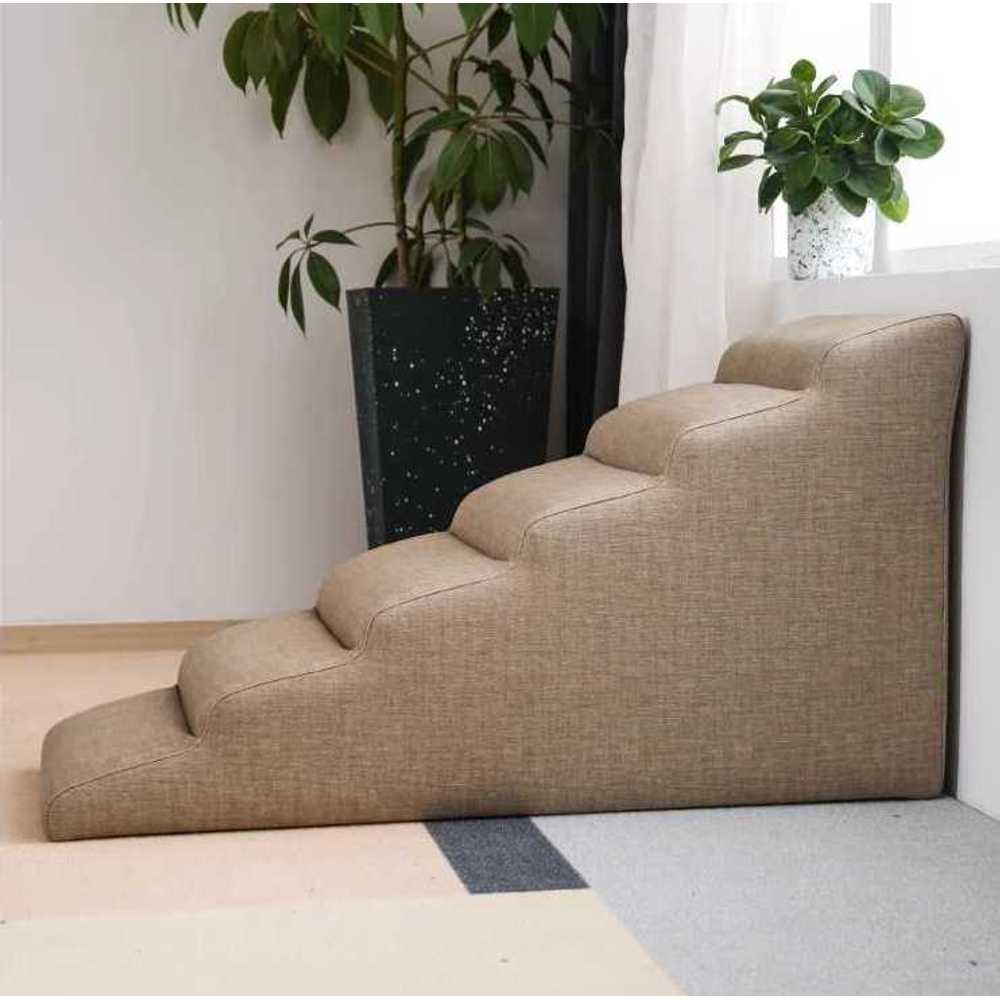 강아지 계단 연결형 미끄럼방지 쿠션 소파 침대용 라이트브라운 4단 + 40x72x40cm - 상세 이미지 2