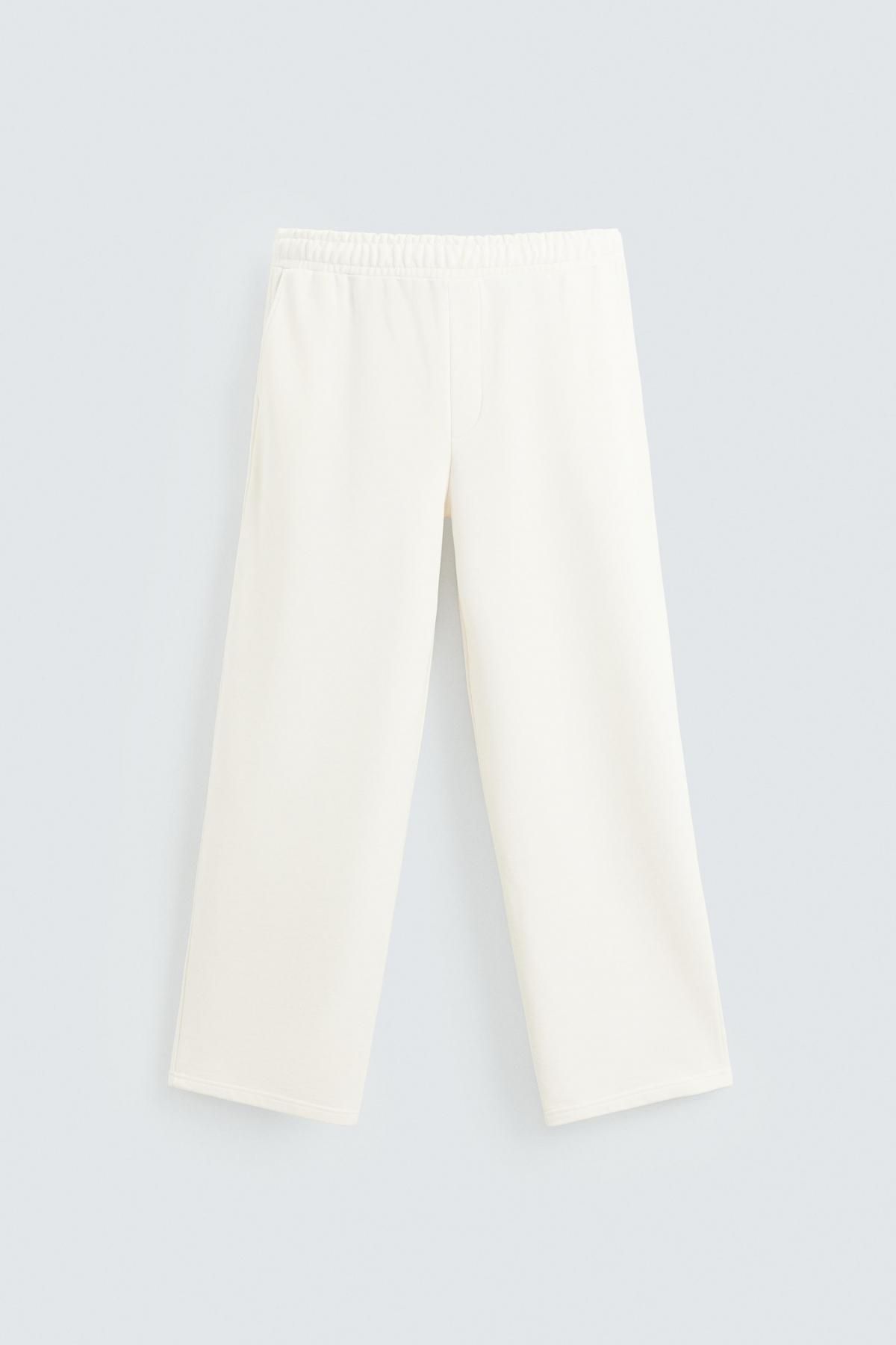 자라 코튼 오버핏 와이드 조거 팬츠 0761/440 OYSTER-WHITE 이미지 6