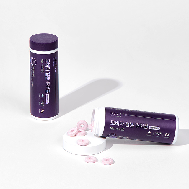모비타 임산부 초등학생 청소년 씹어먹는  메디포스트 철분 츄어블 블루베리맛 6개월분