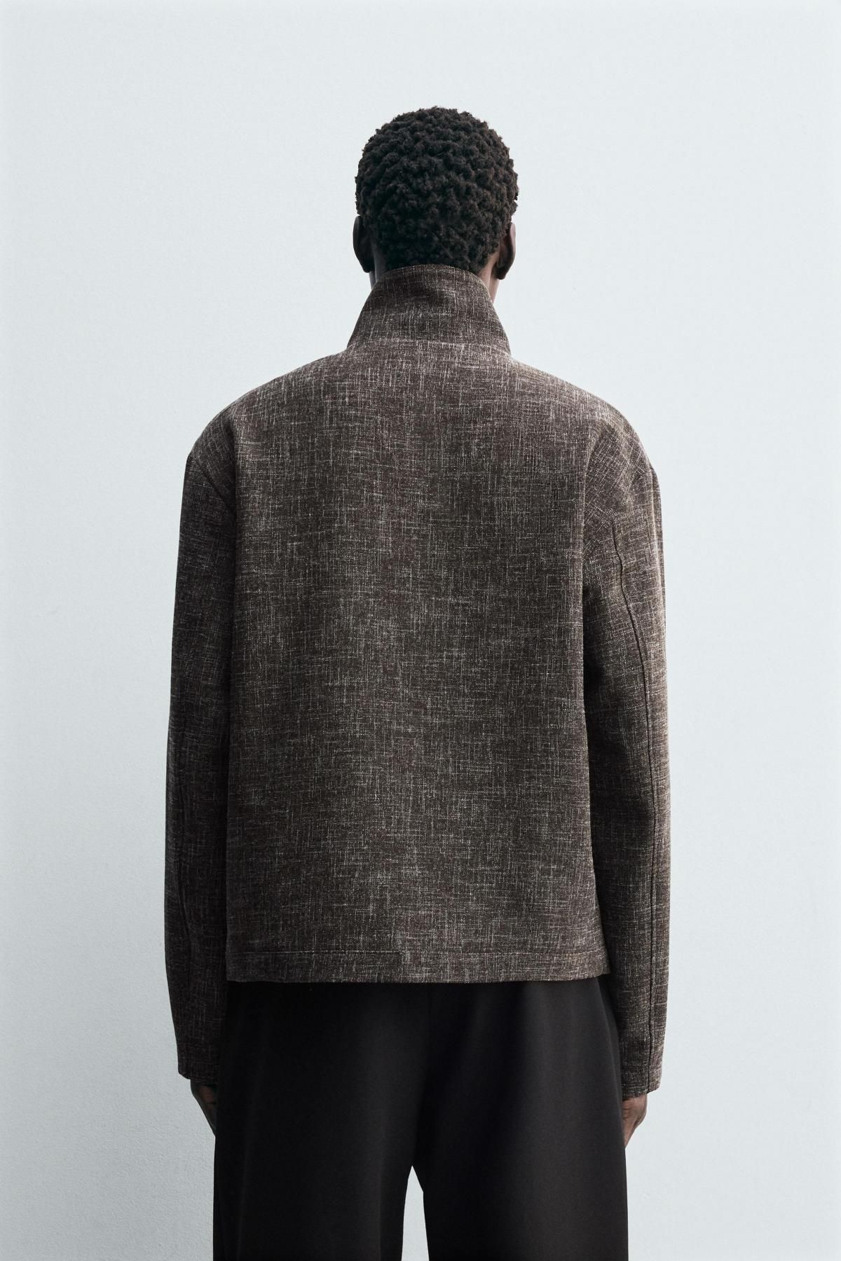 자라 테크니컬 텍스처 릴랙스핏 집업 오버셔츠 6861/150 BROWN - 상세 이미지 4