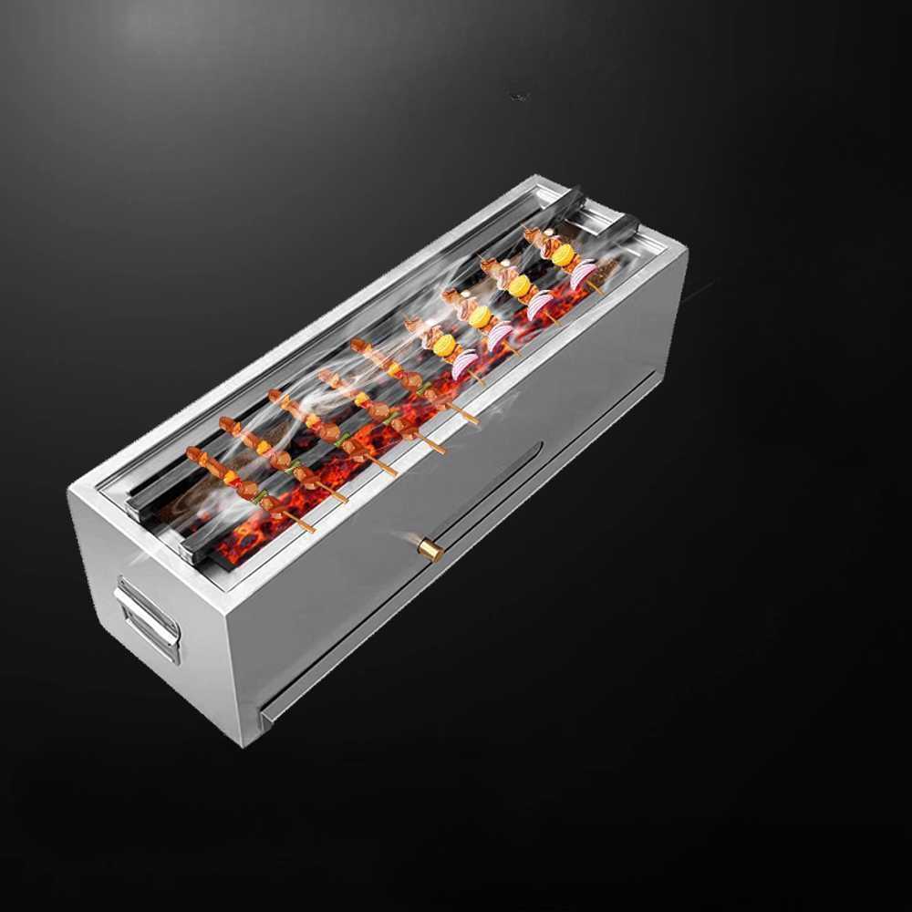 업소용 일본식 숯불 화덕 직화 구이 야끼니꾸 로스터 오목 모서리 600x250x240mm - 상세 이미지 4